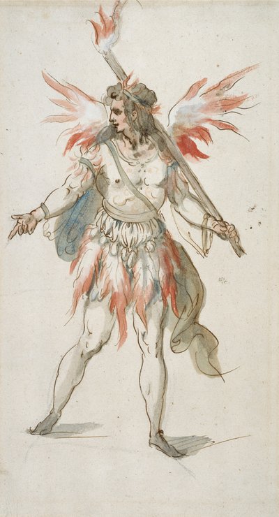 Soihdunkantaja: tulinen henki (akvarelli paperille) tekijältä Inigo Jones