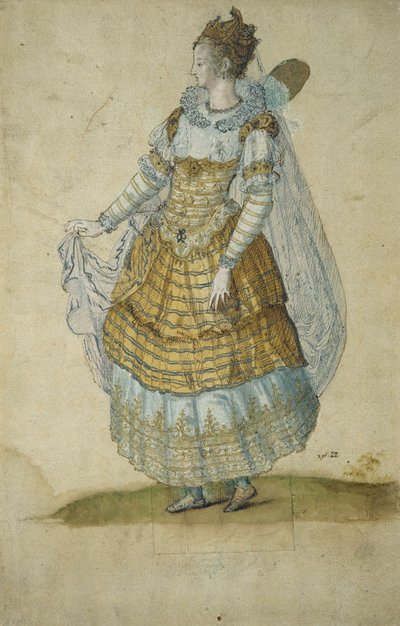 Siivekäs naamio (akvarelli paperille) tekijältä Inigo Jones