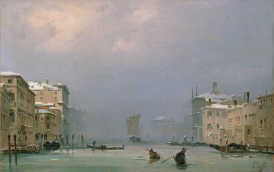 Grand Canal lumella ja jäällä, 1849 tekijältä Ippolito Caffi