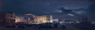 Italia, Yöfestivaali San Pietro di Castellossa, Ippolito Caffin saari Venetsian laguunissa, öljy kankaalle, tekijältä Ippolito Caffi