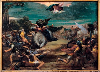 La conversion sur le chemin de Damas (Pyhä Paavali) - Käännös matkalla Damaskokseen - Ippolito Scarsellinon (Scarsella) maalaus (1551-1620), öljy puulle 1590-1595 (39x55 cm) - Musei Capitolini, Rooma tekijältä Ippolito Scarcella