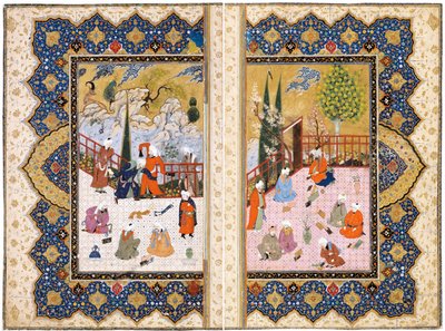Oppineiden miesten kokoontuminen terassille tekijältä Iranian Master