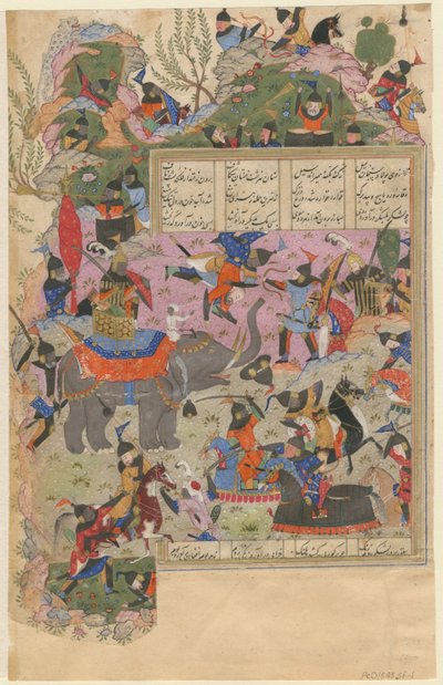 Iskandarin taistelu Zanjin kanssa Nizamin Khamsan käsikirjoituksesta, 1540-1545 tekijältä Iranian Master