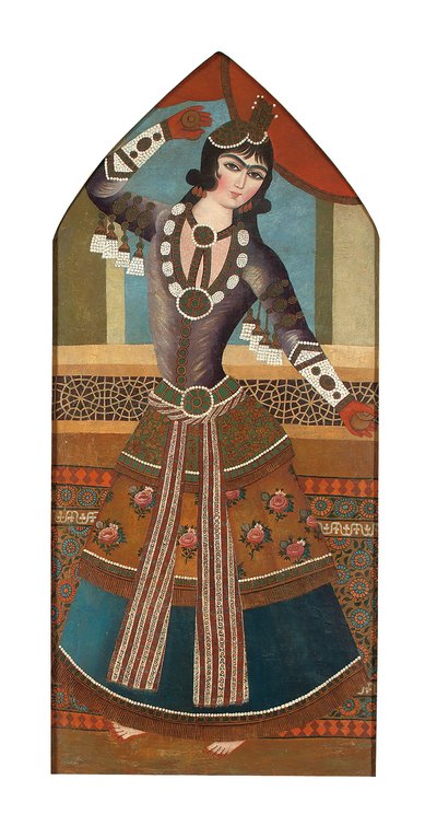 A Qajar Dancing Girl, n. 1840 (öljy kankaalle) tekijältä Iranian School