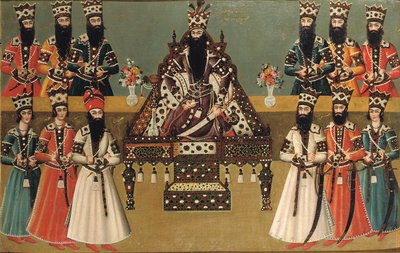 Fath "Ali Shah ja hänen välittömät hovimiehensä, n. 1815 tekijältä Iranian School