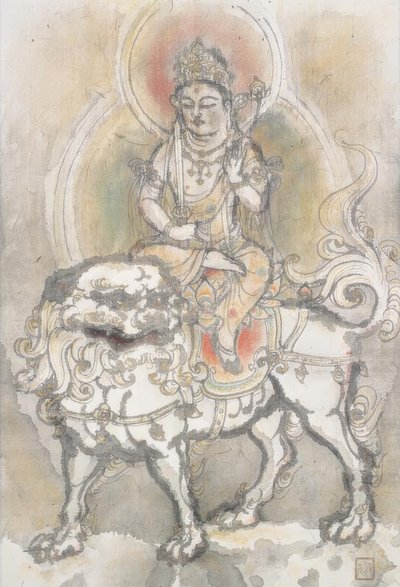 Irie Hako, Manjushri auf einem Löwen sitzend tekijältä Irie Hako