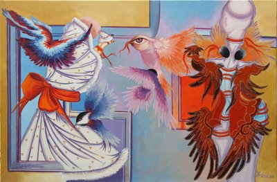 Punainen nauha ja chickadees, 2015 tekijältä Irina Corduban