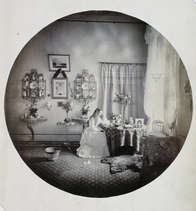 Muckross Housen sisustus, n. 1865 (albumiprintti) tekijältä Irish Photographer