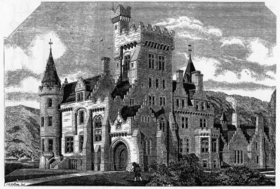 Humewood Castle, Co. Wicklow, kuva vuodelta 1868 "The Building". tekijältä Irish School