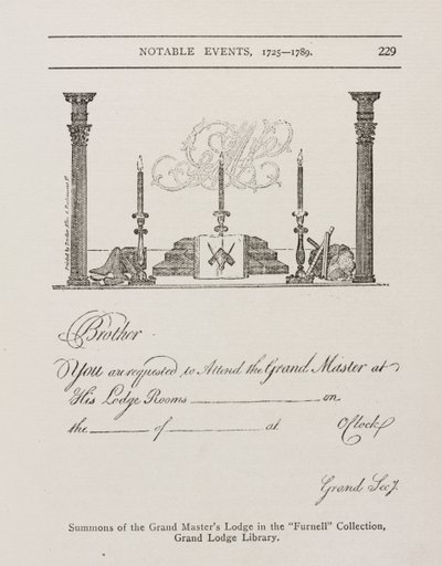 Grand Masters Lodgen kutsu, 1700-luvun puoliväli tekijältä Irish School