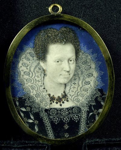 Naisen muotokuva, n. 1600-17 (pergamentti, metalli ja lasi) tekijältä Isaac (attr. to) Oliver