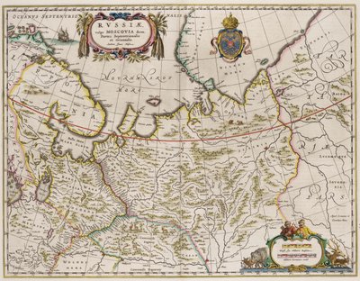 Venäjän kartta Lähde: Pohjois- ja Itäosa, 1630-luku tekijältä Isaac Abrahamsz. Massa