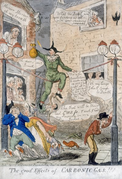 Hiilikaasun hyvät vaikutukset!, 1807 (käsinvärinen kaiverrus) tekijältä Isaac Cruikshank
