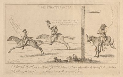 Westminster Races, poliittinen kuumuusjuoksu Covent Gardenissa tekijältä Isaac Cruikshank