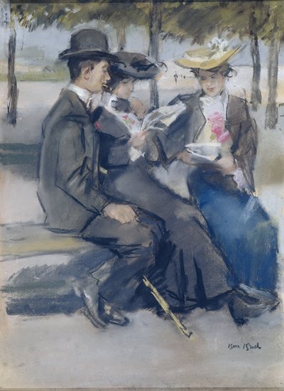 Bois de Boulognessa lähellä Pariisia tekijältä Isaac Israels (signed by artist)