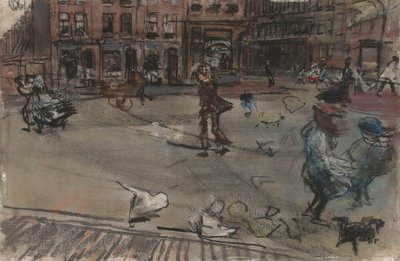 Tuulenpuuska Dapperpleinillä Amsterdamissa tekijältä Isaac Israels