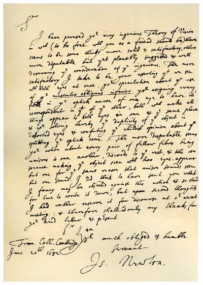 Sir Isac Newtonin kirje William Briggsille, 20. kesäkuuta 1682. tekijältä Isaac Newton