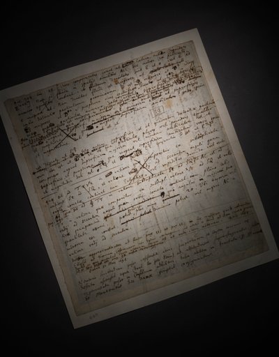 Kaksi sivua revisioita Principia Mathematicaan tekijältä Isaac Newton