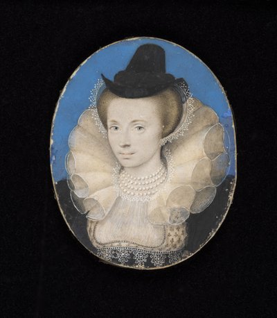 Tuntematon nainen, n. 1595-1600 (kortille asetettu akvarelli velumiin) tekijältä Isaac Oliver