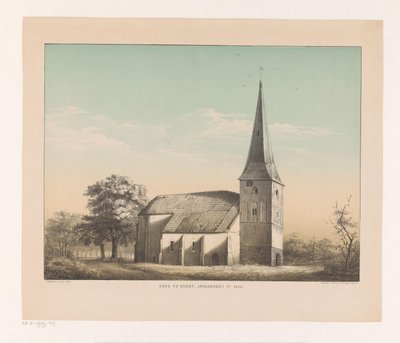 Näkymä Emmenin kirkolle Emmenin kirkko, purettu vuonna 1855 (otsikko esineessä) tekijältä Isaac Reijnders Sz.