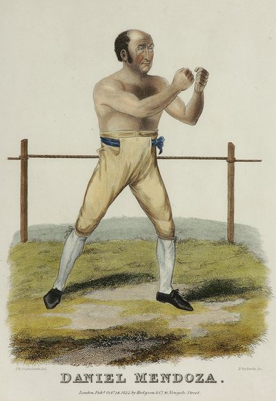 Daniel Mendoza, kaiverrus P. Roberts, julkaistu vuonna 1822 (värikaiverrus) tekijältä Isaac Robert (after) Cruikshank