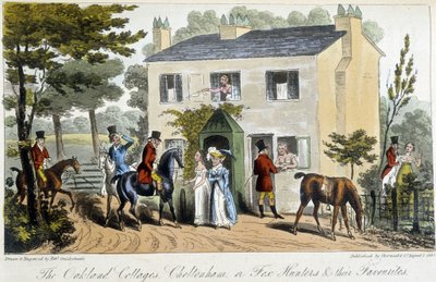 Bordelli Englannin maaseudulla - Charles Molloy Westmacottin "" Englannin vakoojassa" -kirjassa, ill. Kirjailija: Robert Cruikshank, Lontoo tekijältä Isaac Robert Cruikshank