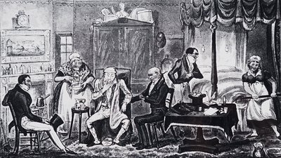 Mies, joka kärsii liiallisen hemmottelun vaikutuksista tekijältä Isaac Robert Cruikshank