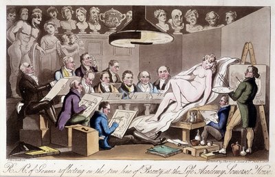 Piirustuskurssi aikuisille. Charles Molloy Westmacottin teoksessa ”Englannin vakooja”. Piirustus Robert Guikshand tekijältä Isaac Robert Cruikshank