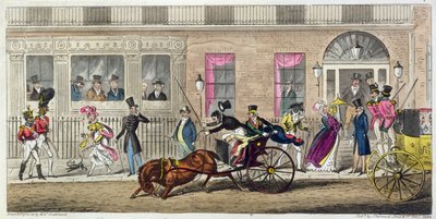 Kalakauppiaiden hallin ulkotila, säännöllinen hajoaminen, 1824 (akvatintta) tekijältä Isaac Robert Cruikshank