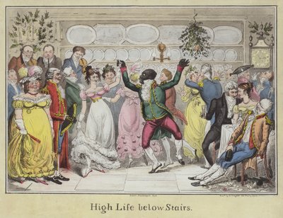 High Life portaiden alla (värillinen etsaus) tekijältä Isaac Robert Cruikshank