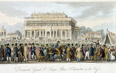 Saint Léger -palkinto Doncasterissa (kilpailut) - Charles Molloy Westmacottin "" Englannin vakooja" -kirjassa, ill. Kirjailija: Robert Cruikshank, Lontoo tekijältä Isaac Robert Cruikshank