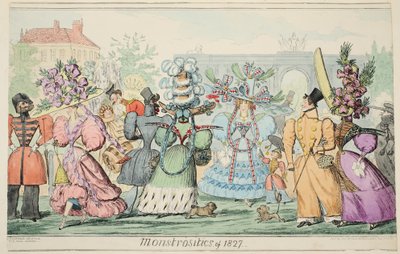 Monstrosities of 1827, pub. 1835 (käsinvärinen kaiverrus) tekijältä Isaac Robert Cruikshank