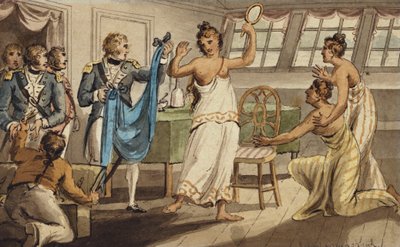 Otahitiano", Kapteeni Cookin matkasta tekijältä Isaac Robert Cruikshank