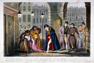 Kohtaus Covent Gardenissa, Westminsterissä, Lontoossa, 1830 tekijältä Isaac Robert Cruikshank