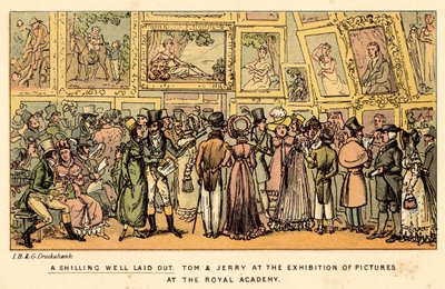 Hyvin muotoiltu shillingi tekijältä Isaac, Robert and George Cruikshank