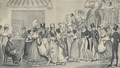 In the Saloon at Covent Garden, 1821, 1920. Taiteilijat: Isaac Robert Cruikshank, George Cruikshank. tekijältä Isaac, Robert and George Cruikshank