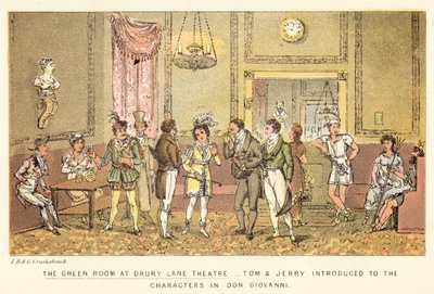 Drury Lane -teatterin vihreä huone tekijältä Isaac, Robert and George Cruikshank