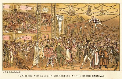Tom, Jerry ja Logic hahmoissa Grand Carnivalissa tekijältä Isaac, Robert and George Cruikshank