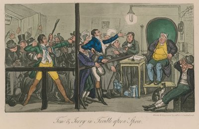 Tom ja Jerry pulassa vaeltamisen jälkeen tekijältä Isaac, Robert and George Cruikshank
