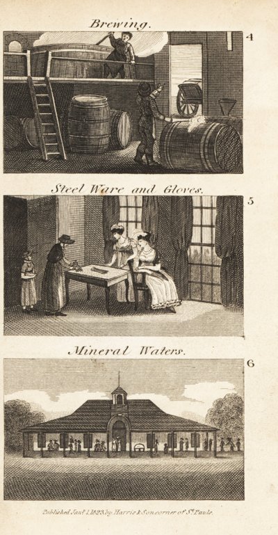 Panimo, teräsastiat ja käsineet sekä kivennäisvesikylpylä Regency Englandissa tekijältä Isaac Taylor