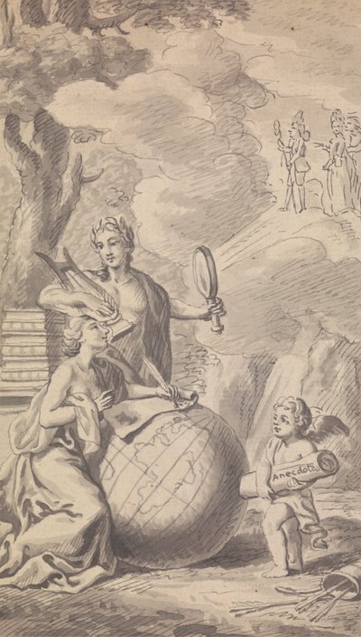 Frontispiece Vol. VII, nro I vuodelle 1775 Town and Country -lehdestä tekijältä Isaac Taylor