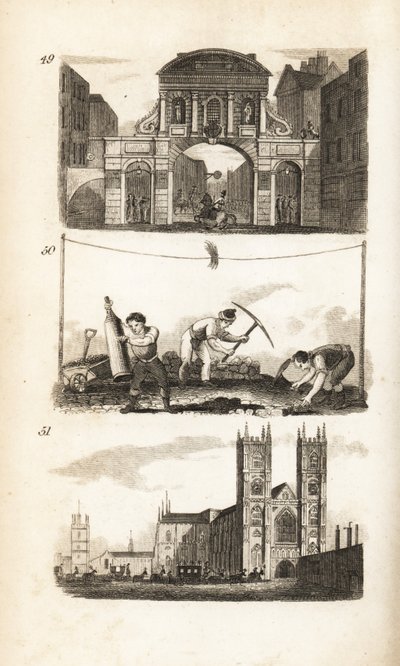 Temple Bar, Paviors ja Westminster Abbey tekijältä Isaac Taylor