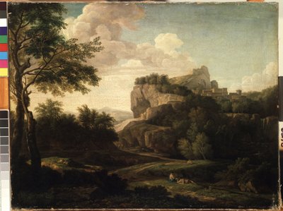 Isaac de Moucheronin (1667-1744) maalaus "Maisema" 1700-luvun Mikalojus Konstantinas Ciurlionisin taidemuseo, Kaunas, Liettua tekijältä Isaac de Moucheron
