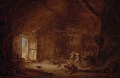 Kolmen lapsen tallin sisätilat tekijältä Isaac van Ostade
