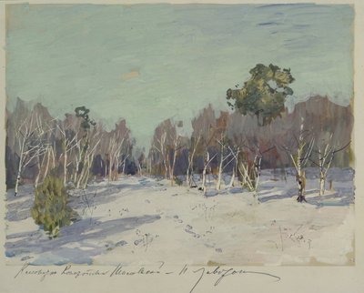 Puutarha lumessa, 1880-luku tekijältä Isaak Ilyich Levitan