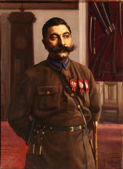 Muotokuva Semjon Mikhailovich Budyonnysta 1883-1973, 1929 tekijältä Isaak Israilevich Brodsky