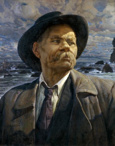 Muotokuva kirjailijasta Maksim Gorkin 1868-1939, 1936 tekijältä Isaak Israilevich Brodsky
