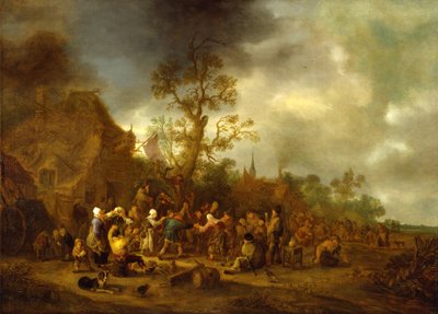 Talonpoikien ilonpito majatalon ulkopuolella, 1642 tekijältä Isack van Ostade