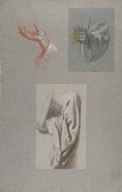 a. Pyhän Remin käsi, s. Pyhän Remin käsi, n. Drapery Study for Acolyte Holding Book..., 1800 tekijältä Isidore Pils
