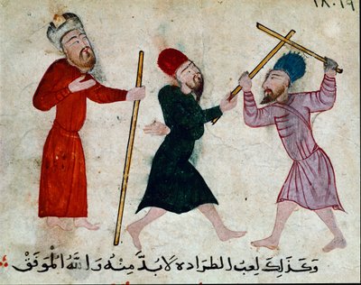 Islamilainen taide: Piirustus pergamentille Fatimid-ajalta (10-1100-luku) - Tikkupeli - Maalaus papyrukselle - Kairo, Islamilaisen taiteen museo tekijältä Islamic School